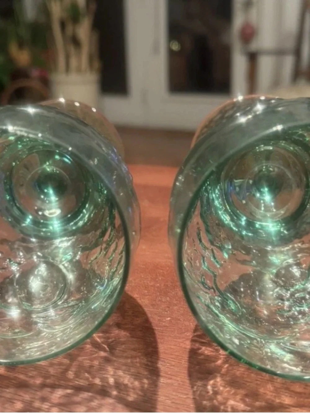 Libbey Set of  3 Orchard Fruit Spanish Green Pedestal Goblets Late 90's
